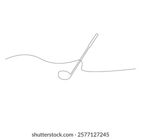 One continuous line drawing of golf putter, golf line icon, white background,one continuous line drawing of Golf sport vector illustration, abstract one line icon drawing.