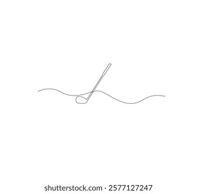 One continuous line drawing of golf putter, golf line icon, white background,one continuous line drawing of Golf sport vector illustration, abstract one line icon drawing.