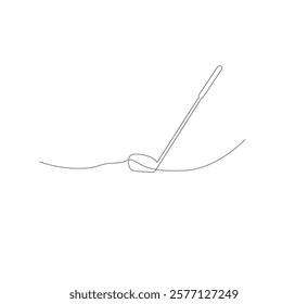 One continuous line drawing of golf putter, golf line icon, white background,one continuous line drawing of Golf sport vector illustration, abstract one line icon drawing.