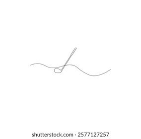 One continuous line drawing of golf putter, golf line icon, white background,one continuous line drawing of Golf sport vector illustration, abstract one line icon drawing.