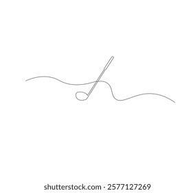 One continuous line drawing of golf putter, golf line icon, white background,one continuous line drawing of Golf sport vector illustration, abstract one line icon drawing.