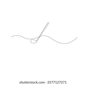 One continuous line drawing of golf putter, golf line icon, white background,one continuous line drawing of Golf sport vector illustration, abstract one line icon drawing.