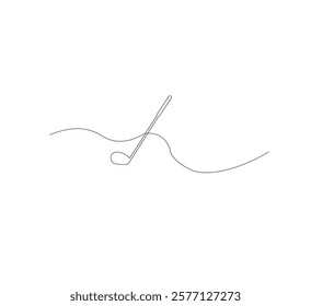 One continuous line drawing of golf putter, golf line icon, white background,one continuous line drawing of Golf sport vector illustration, abstract one line icon drawing.