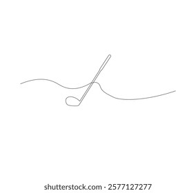 One continuous line drawing of golf putter, golf line icon, white background,one continuous line drawing of Golf sport vector illustration, abstract one line icon drawing.