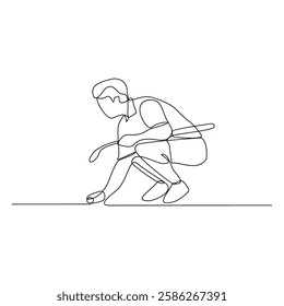 One continuous line drawing of Golf sports vector illustration. The people is playing golf golf sports in the field with championship system in simple linear design continuous style vector concept.