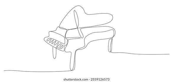 One continuous line drawing of grand piano, Piano continuous one line