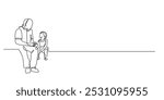 one continuous line drawing of grandfather and grandson.one line drawing of grandfather telling a story to grandson.single line of grandfather and grandson