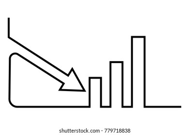 One continuous line drawing of graph icon isolated on white background. EPS10 vector illustration for banner, web, design element, template, postcard. Growing graph, chart image.