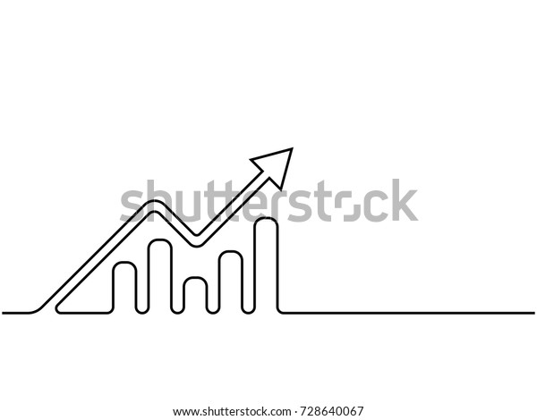 白い背景に1本の連続した線描きのグラフアイコン バナー ウェブ デザインエレメント テンプレート はがき用のeps10ベクターイラスト グラフ を拡大し 上矢印とグラフイメージ のベクター画像素材 ロイヤリティフリー