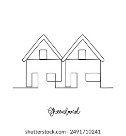 One continuous line drawing of Greenland traditional house vector illustration. Country traditional house in simple linear style vector design concept. Historical education for all students people.