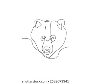 One continuous line drawing of grizzly kodiak bear. single line of brown bear drawing. editable stroke