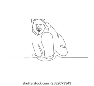 One continuous line drawing of grizzly kodiak bear. single line of brown bear drawing. editable stroke