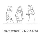 One continuous line drawing of a group of socialite women at a gatheringt. Gathering and meet up minimalist concpet. Frienship, meet up, gathering. simple line.