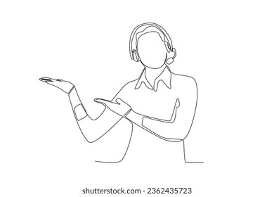 One continuous line drawing group of female customer service is welcoming customers
