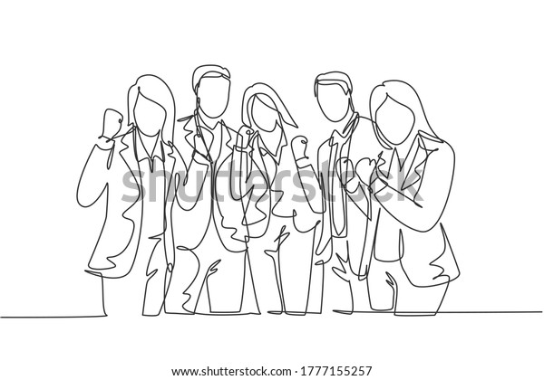 One Continuous Line Drawing Group Businessman Stock Vector (Royalty ...