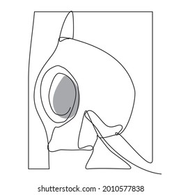 One continuous line drawing of a hajar aswad stone at the Kaaba - Holy Kaaba in Mecca Saudi Arabia vector illustration. 