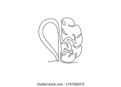 One continuous line drawing half human brain half love heart shaped logo icon  Psychological affection logotype symbol template concept  Trendy single line draw design graphic vector illustration