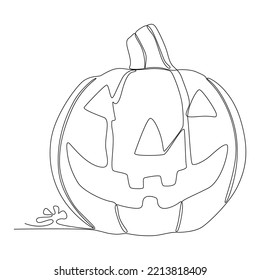 Un dibujo continuo de la calabaza de halloween. Concepto vectorial de Ilustración de líneas delgadas. Contour Drawing Ideas Creativas.