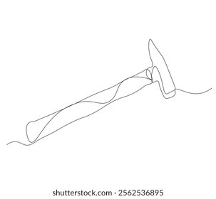 One continuous line drawing of hammer. Single line of hammer vector illustration

