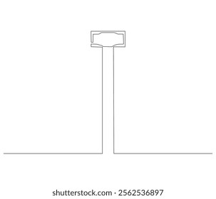 One continuous line drawing of hammer. Single line of hammer vector illustration

