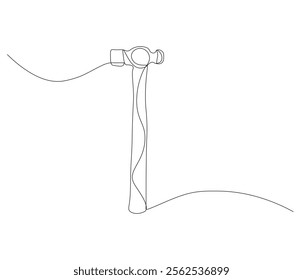 One continuous line drawing of hammer. Single line of hammer vector illustration

