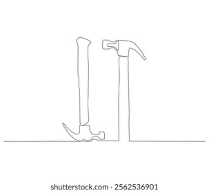 One continuous line drawing of hammer. Single line of hammer vector illustration

