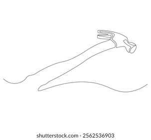 One continuous line drawing of hammer. Single line of hammer vector illustration

