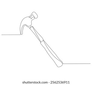 One continuous line drawing of hammer. Single line of hammer vector illustration

