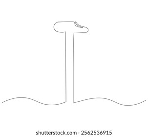 One continuous line drawing of hammer. Single line of hammer vector illustration

