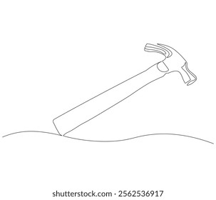 One continuous line drawing of hammer. Single line of hammer vector illustration

