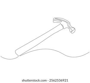 One continuous line drawing of hammer. Single line of hammer vector illustration

