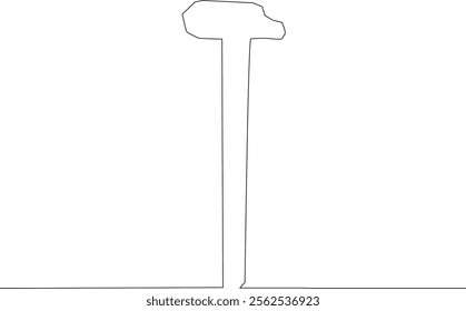 One continuous line drawing of hammer. Single line of hammer vector illustration

