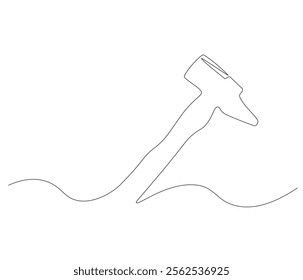 One continuous line drawing of hammer. Single line of hammer vector illustration

