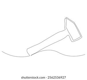 One continuous line drawing of hammer. Single line of hammer vector illustration

