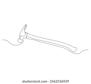 One continuous line drawing of hammer. Single line of hammer vector illustration

