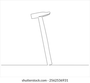 One continuous line drawing of hammer. Single line of hammer vector illustration

