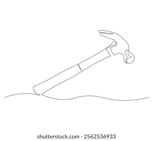 One continuous line drawing of hammer. Single line of hammer vector illustration

