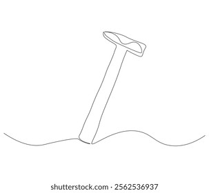 One continuous line drawing of hammer. Single line of hammer vector illustration

