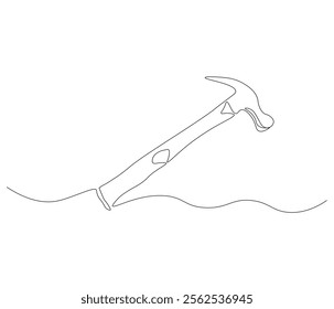 One continuous line drawing of hammer. Single line of hammer vector illustration

