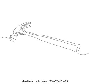 One continuous line drawing of hammer. Single line of hammer vector illustration

