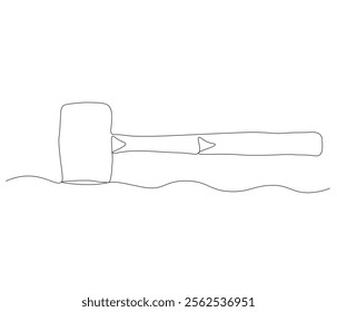 One continuous line drawing of hammer. Single line of hammer vector illustration

