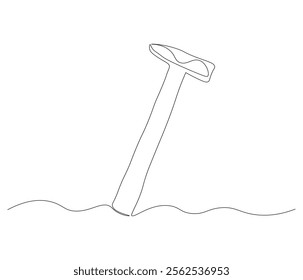 One continuous line drawing of hammer. Single line of hammer vector illustration

