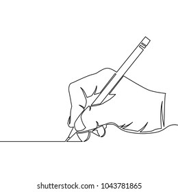One continuous line drawing of hand drawing a line vector illustration