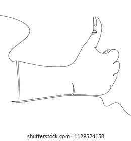 One continuous line drawing hand showing great sign Vector illustration