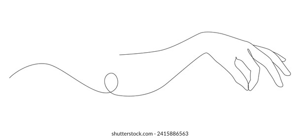 Un plano continuo de la mano en posición de pinza. Ilustración vectorial de la línea de dibujo de Doodle