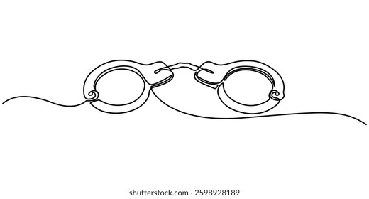 one continuous line drawing handcuffs minimalist design vector illustration law theme object isolated on white background, Handcuffs in one continuous line drawing. Symbol of police justice and jail.