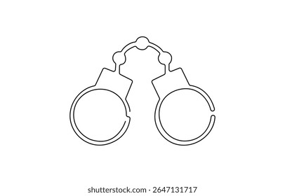 one continuous line drawing handcuffs minimalist design vector illustration law , One line continuous handcuffs. Line art handcuffs outline. Hand drawn vector art.one continuous line drawing .