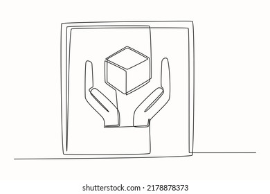 One continuous line drawing of handle with care icon. Packaging mark concept. Single line draw design vector graphic illustration.