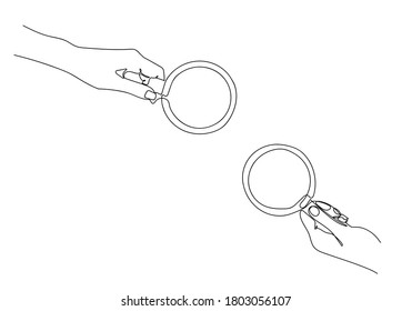 One continuous line drawing of hands holding a cup of hot coffee. art single one line in the cafe black and white picture.