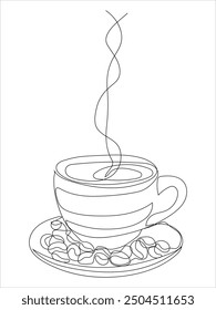 One continuous line drawing of hands holding a cup of tea.